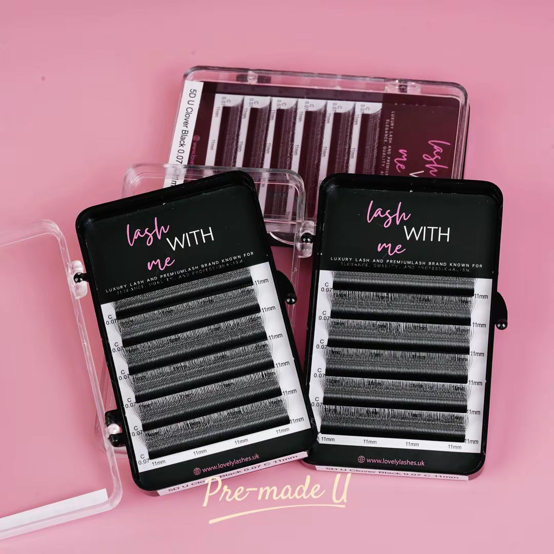 Lash With Me - Mini Pre-made “U”  Black Individual