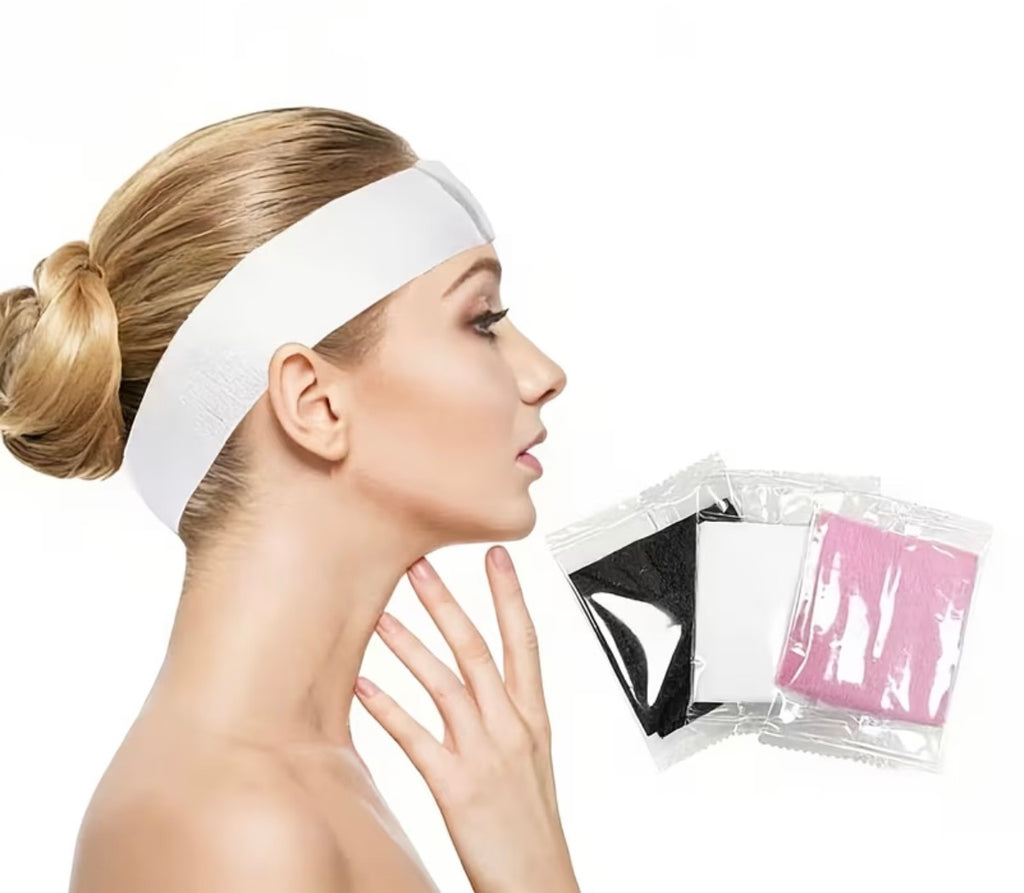 Set of 9 Disposable Elastic Hair Bands in Black, White, And Pink, Featuring Closures, Perfect for Salons, Skincare Routines, Spas, Facial Cleansing, And Hairstyling