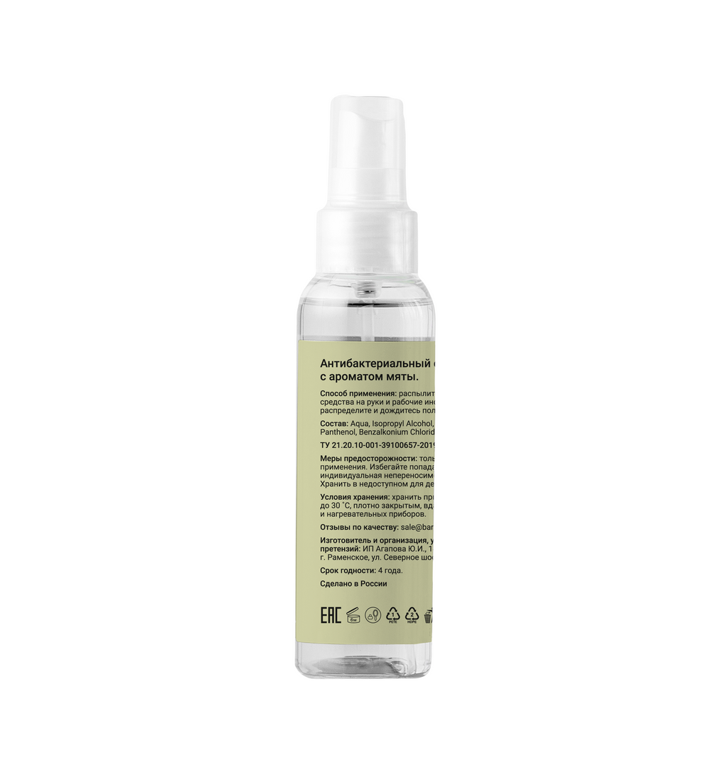 BARBARA ANTIBACTERIAL HAND SPRAY WITH MINT AROMA, 100 ML