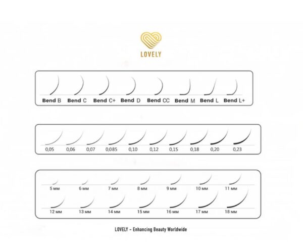 LOVELY Eyelashes black Silicone - 20 lines Mix