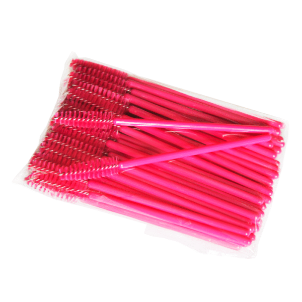NYLON EYELASH BRUSH (PINK WITH PINK STICK), 50 PCS.