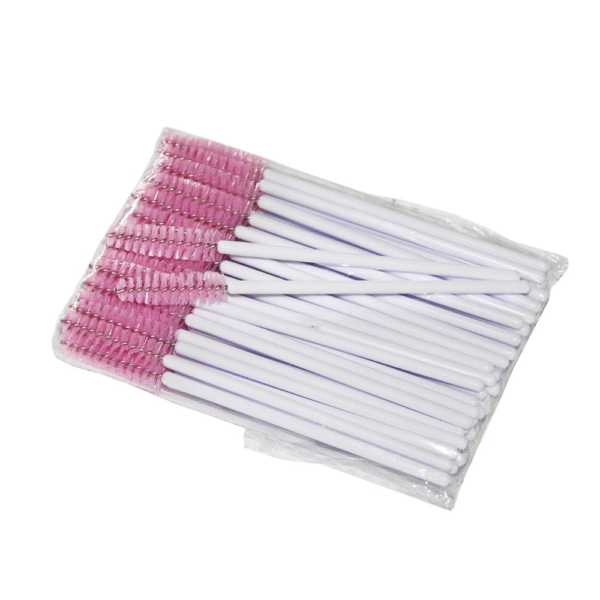 NYLON EYELASH BRUSH (PINK WITH PINK STICK), 50 PCS.