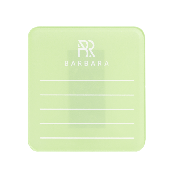 BRANDED TABLET ON THE ARM OF BARBARA OLIVE